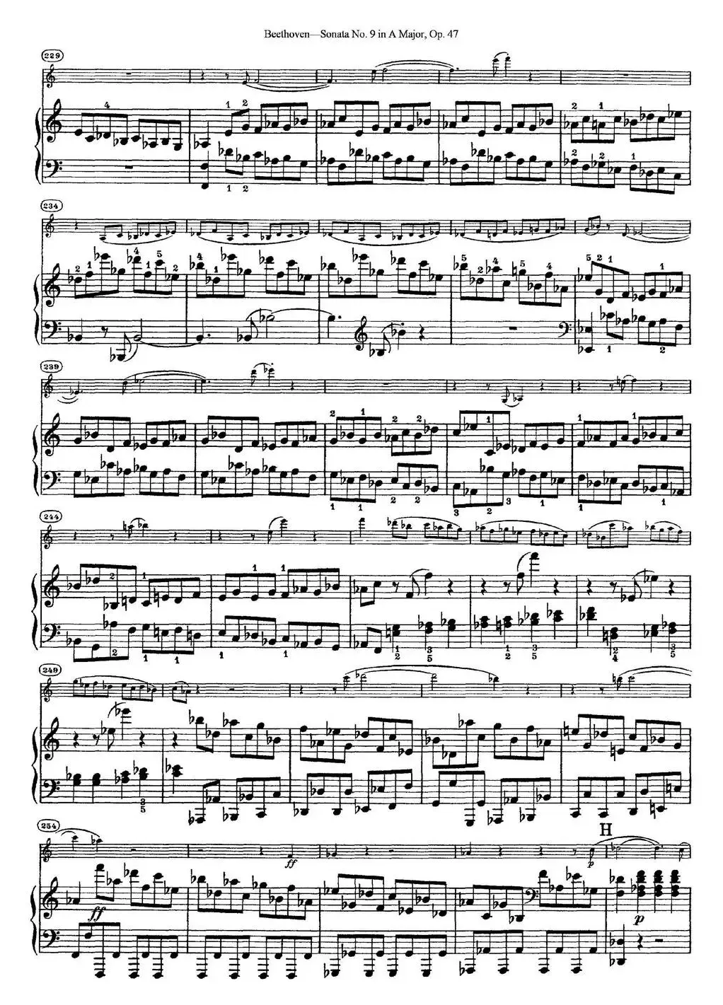 Violin Sonata No.9 in A Major Op.47（小提琴+钢琴伴奏）