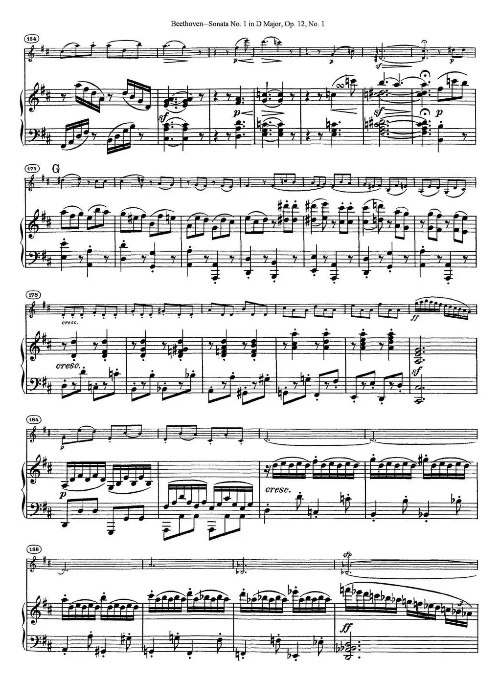 Violin Sonata No.1 in D Major Op.12 No.1（小提琴+钢琴伴奏）