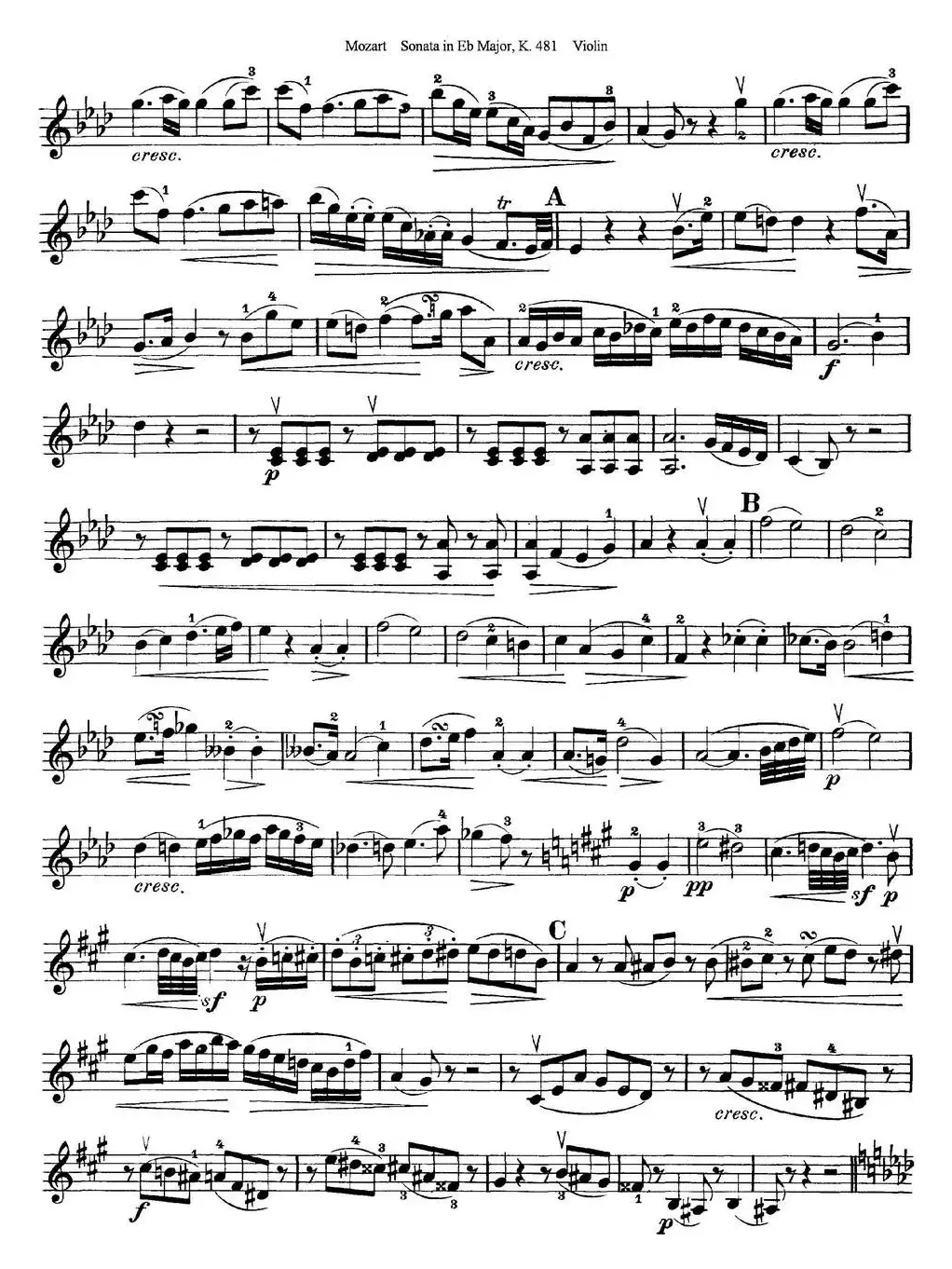 Violin Sonata in Eb Major K.481