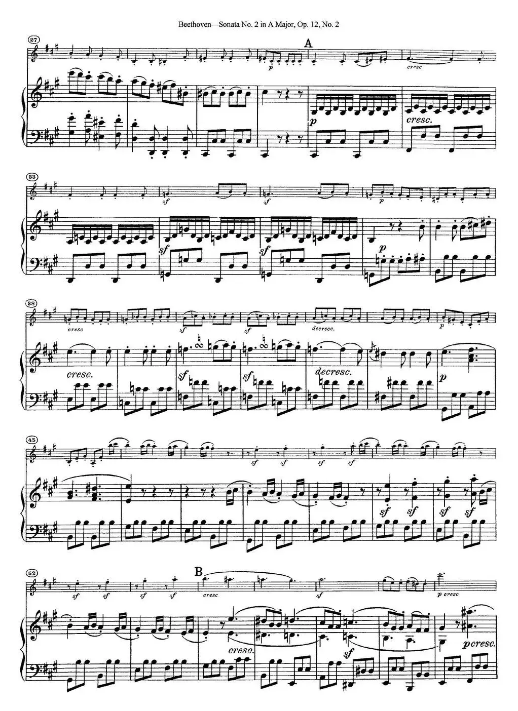 Violin Sonata No.2 in A Major Op.12 No.2（小提琴+钢琴伴奏）