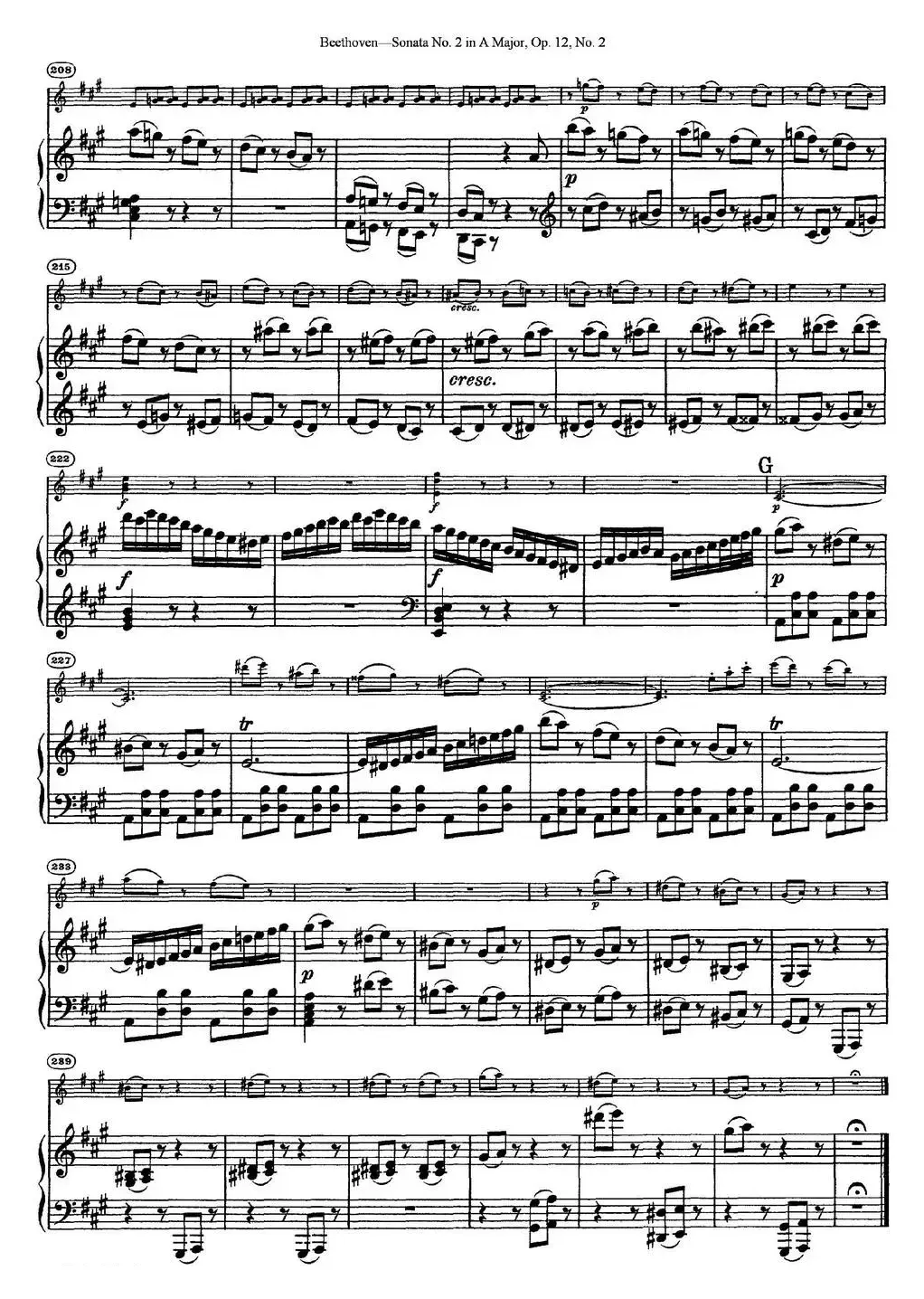 Violin Sonata No.2 in A Major Op.12 No.2（小提琴+钢琴伴奏）