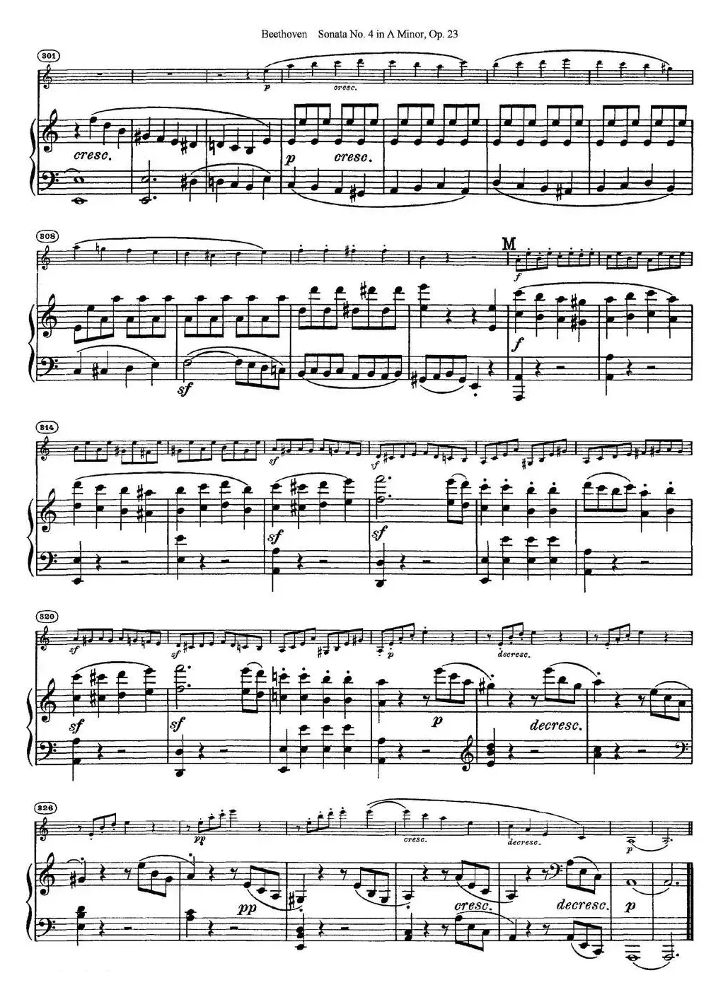 Violin Sonata No.4 in A Minor Op.23（小提琴+钢琴伴奏）