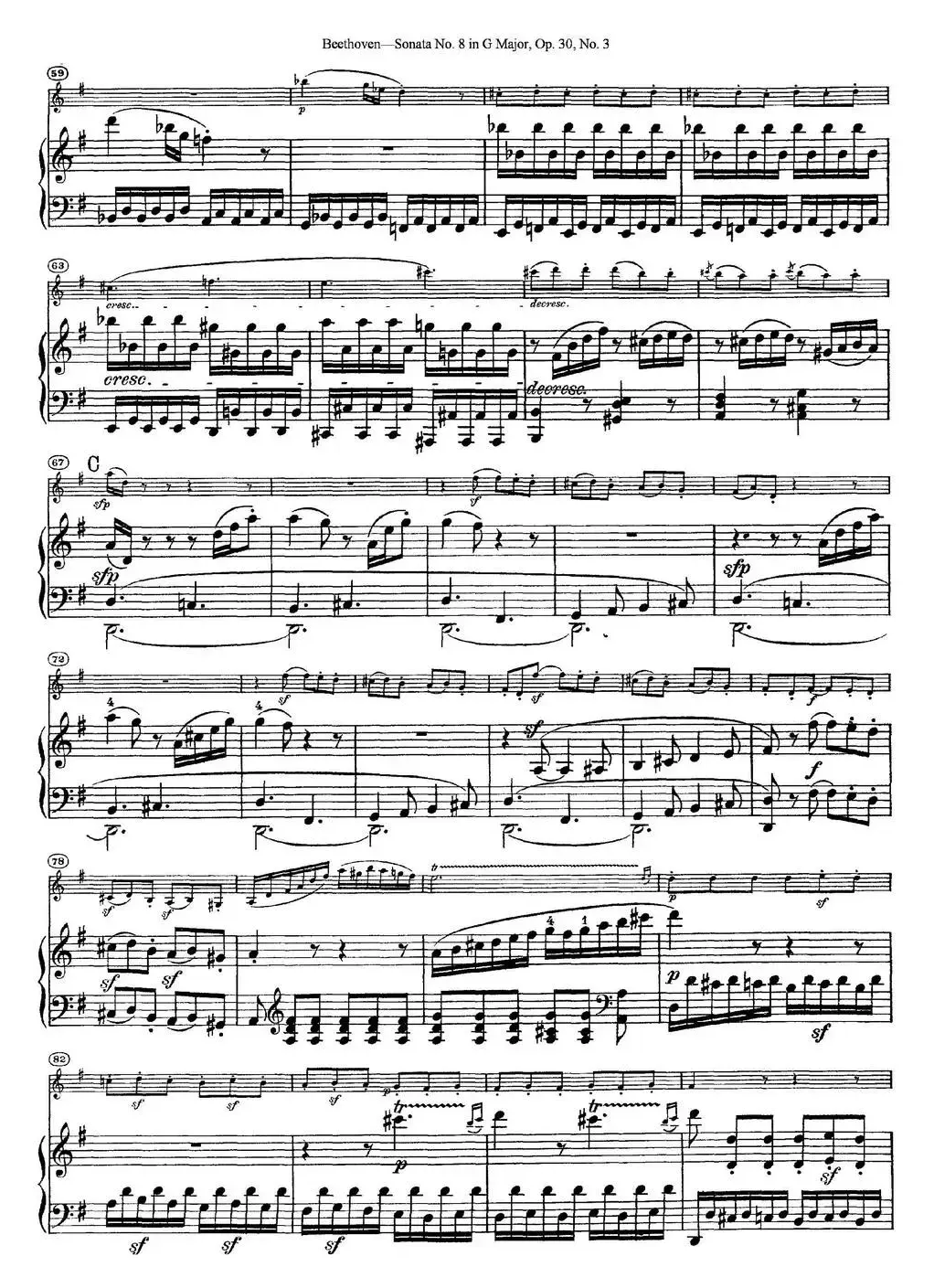 Violin Sonata No.8 in G Major Op.30 No.3（小提琴+钢琴伴奏）