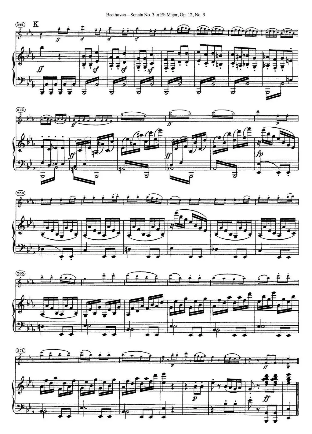 Violin Sonata No.3 in Eb Major Op.12 No.3（小提琴+钢琴伴奏）