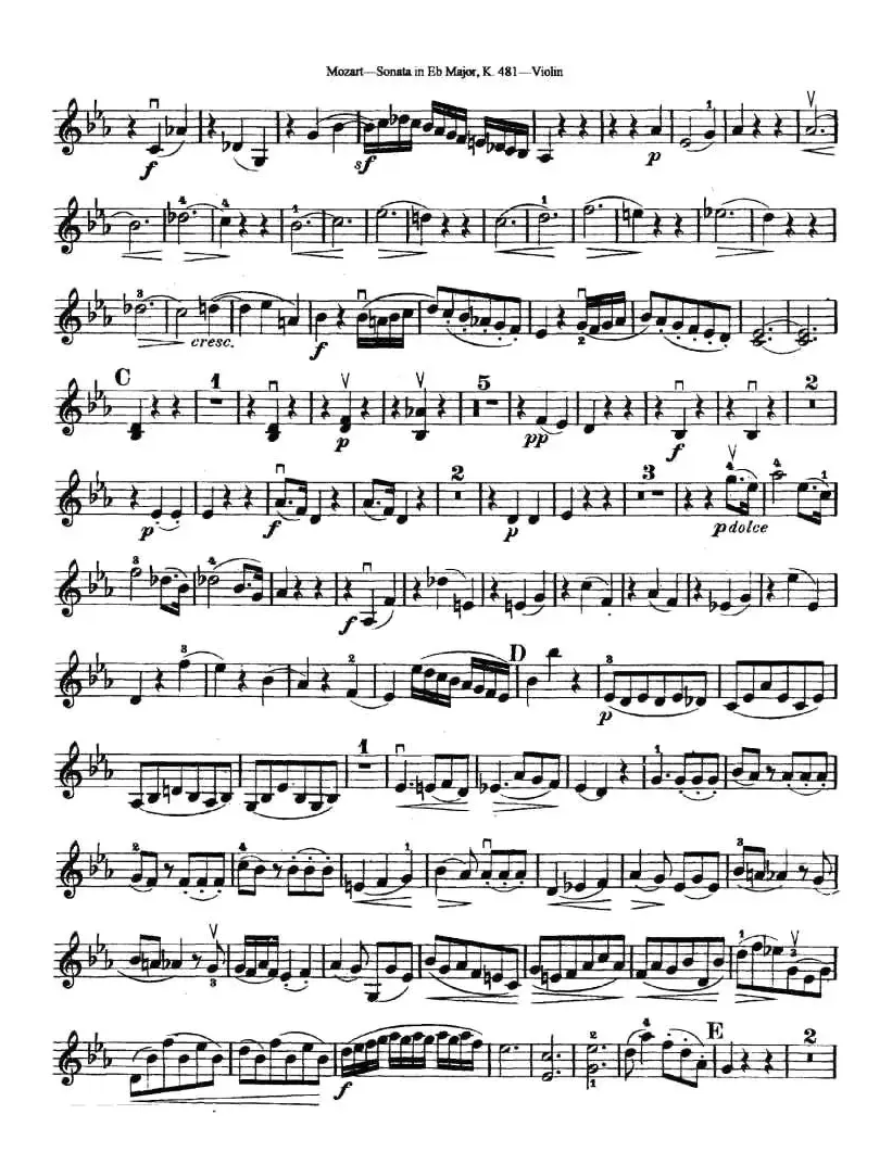 Sonata in Eb Major K.481