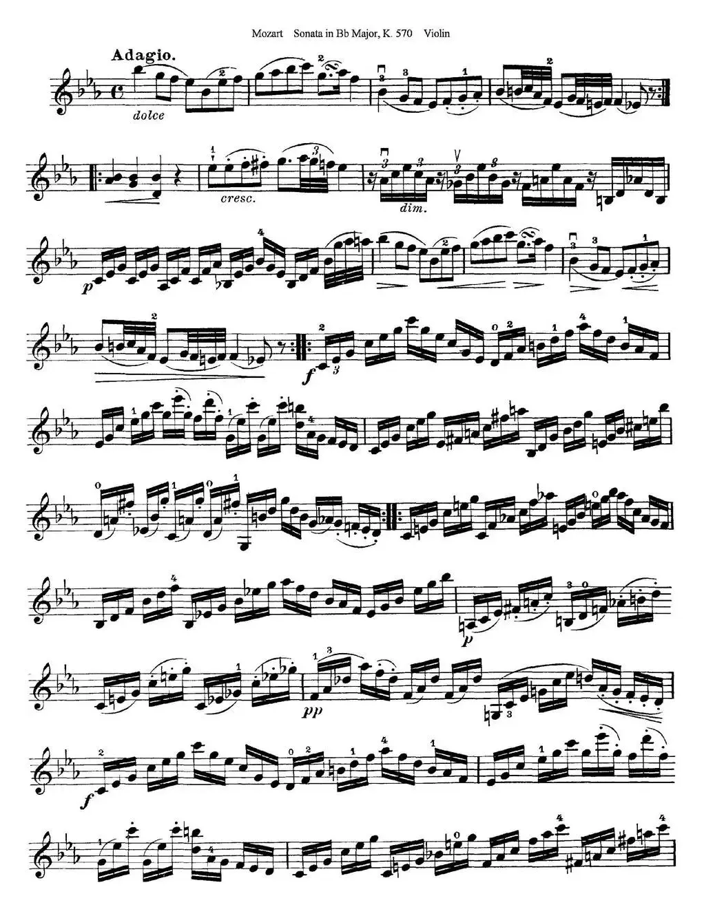 Violin Sonata in Bb Major K.570