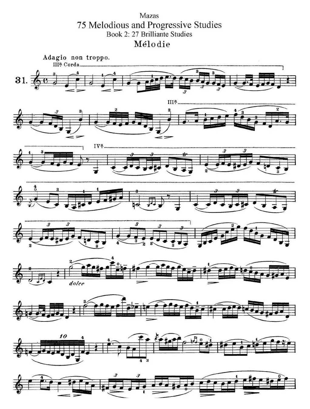 马扎斯小提琴练习曲 Op.36 第二册 华丽练习曲（31）