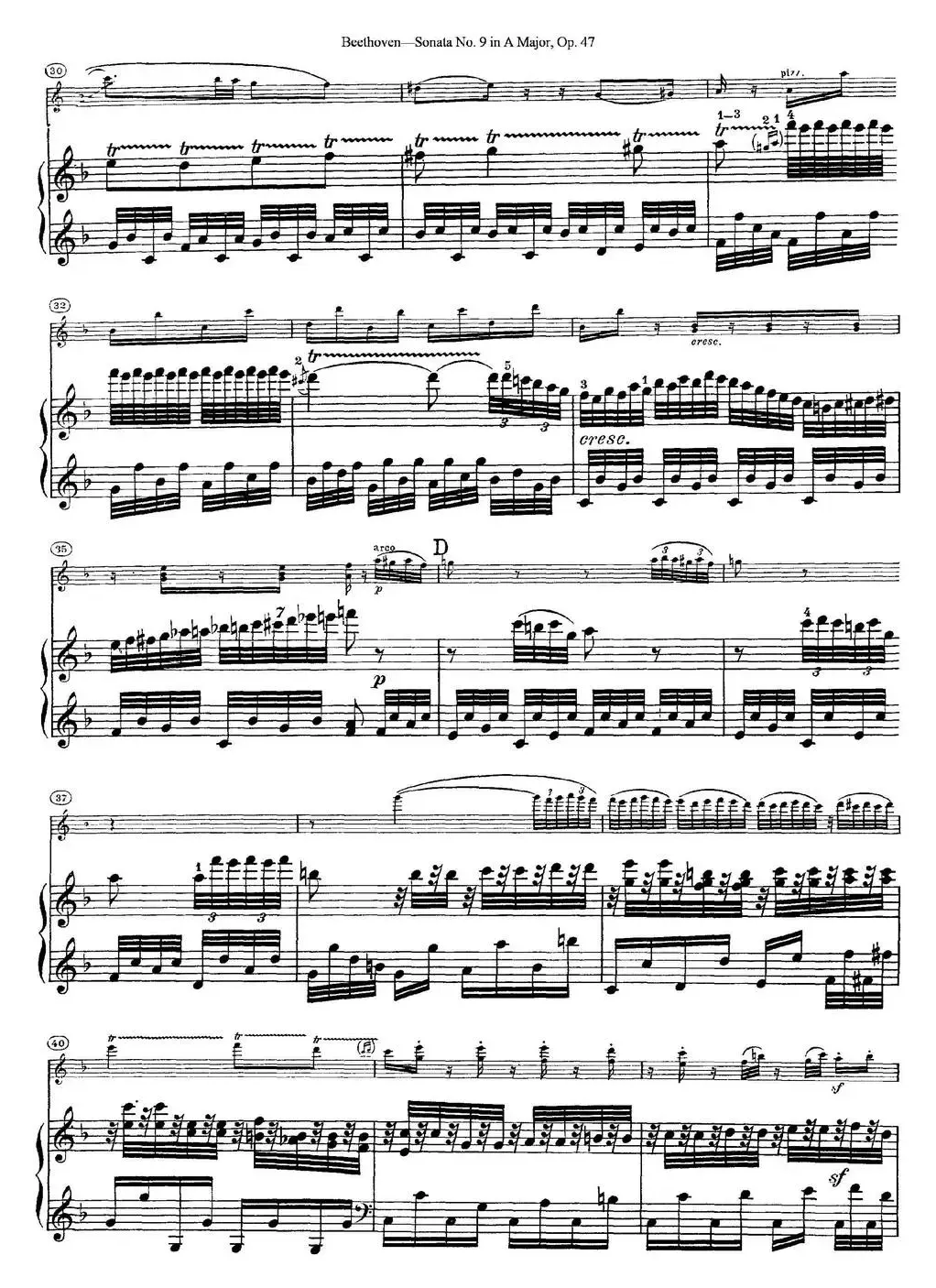 Violin Sonata No.9 in A Major Op.47（小提琴+钢琴伴奏）