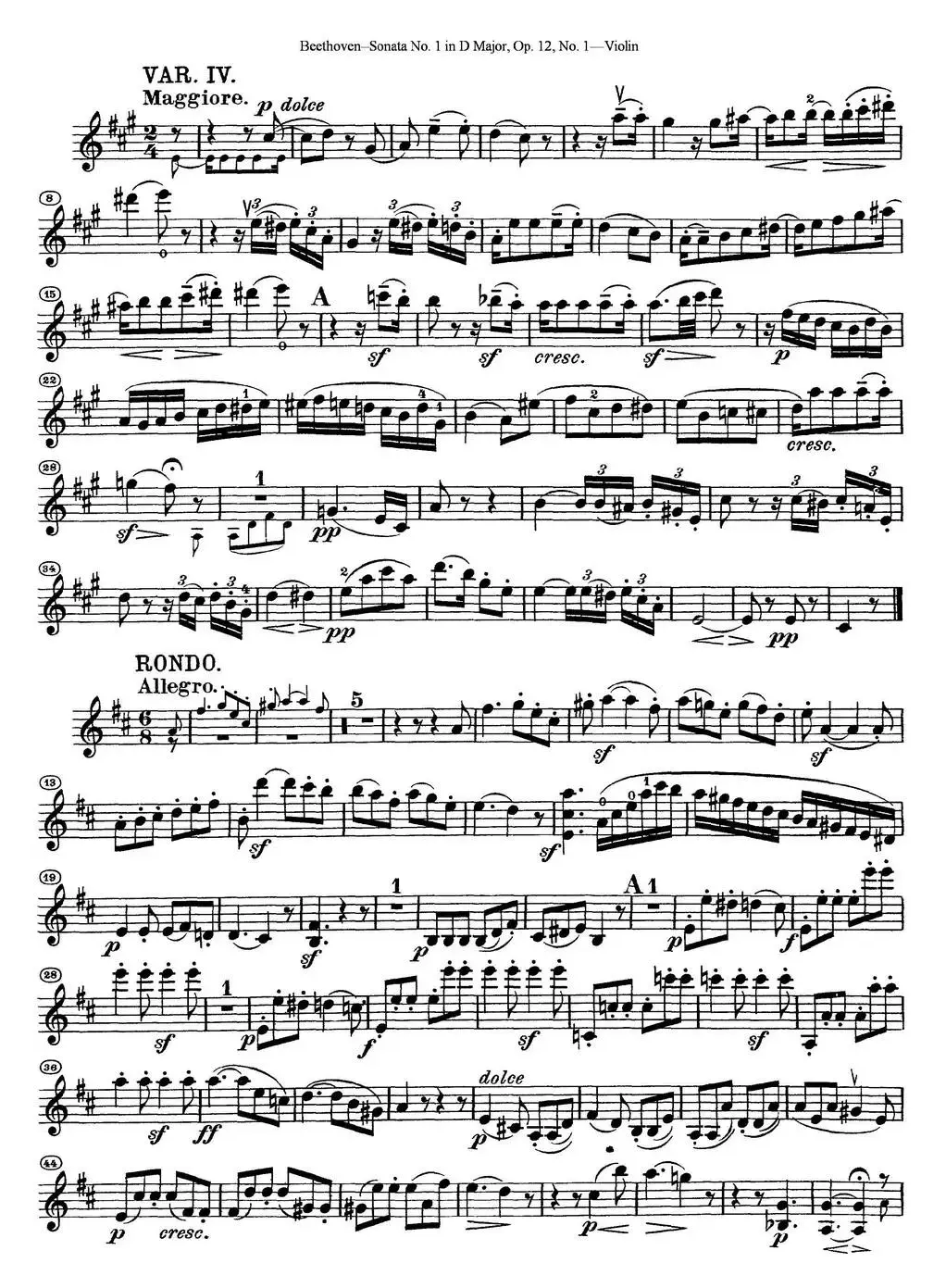 Violin Sonata No.1 in D Major Op.12 No.1