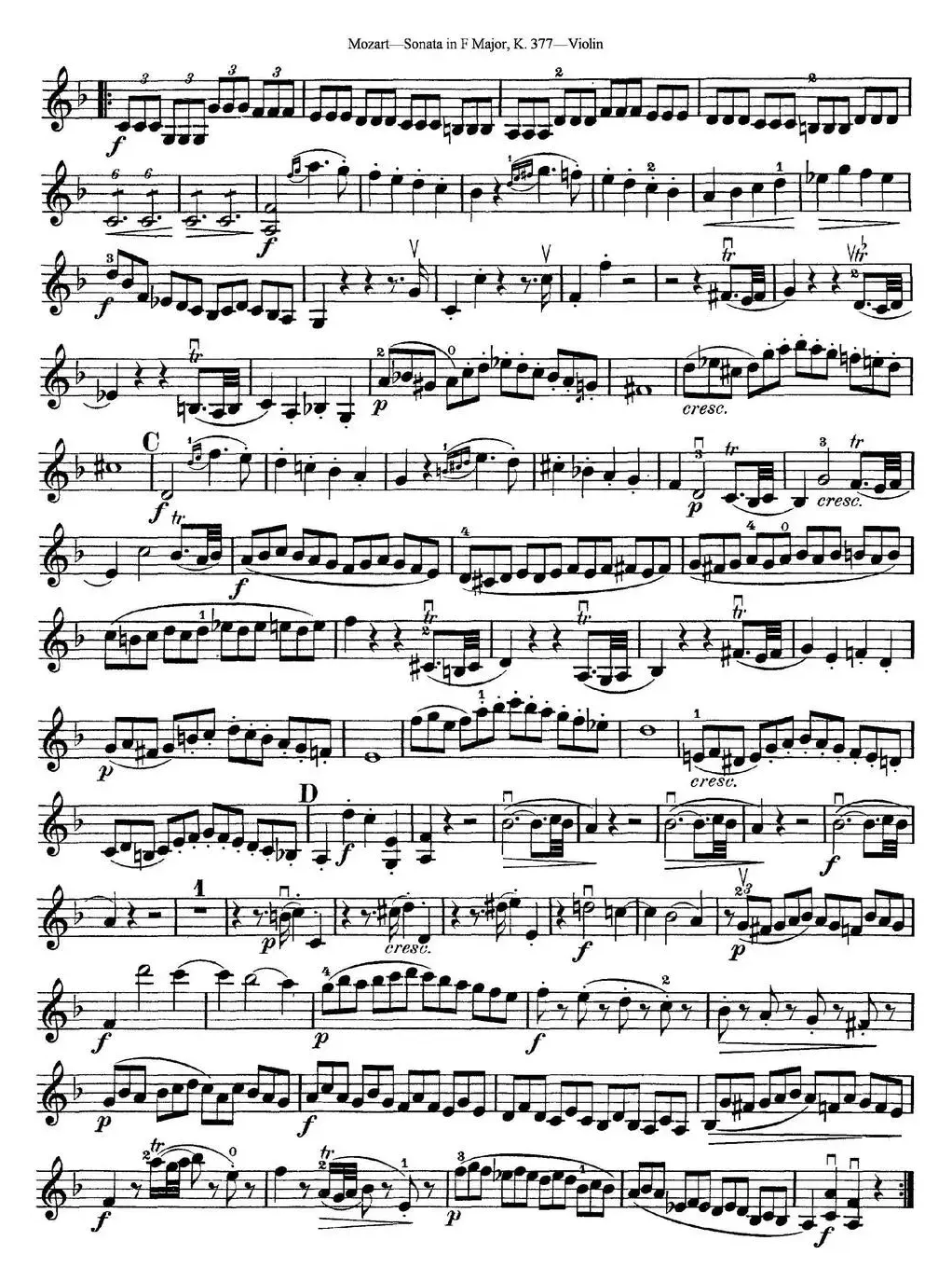 Violin Sonata in F Major K.377