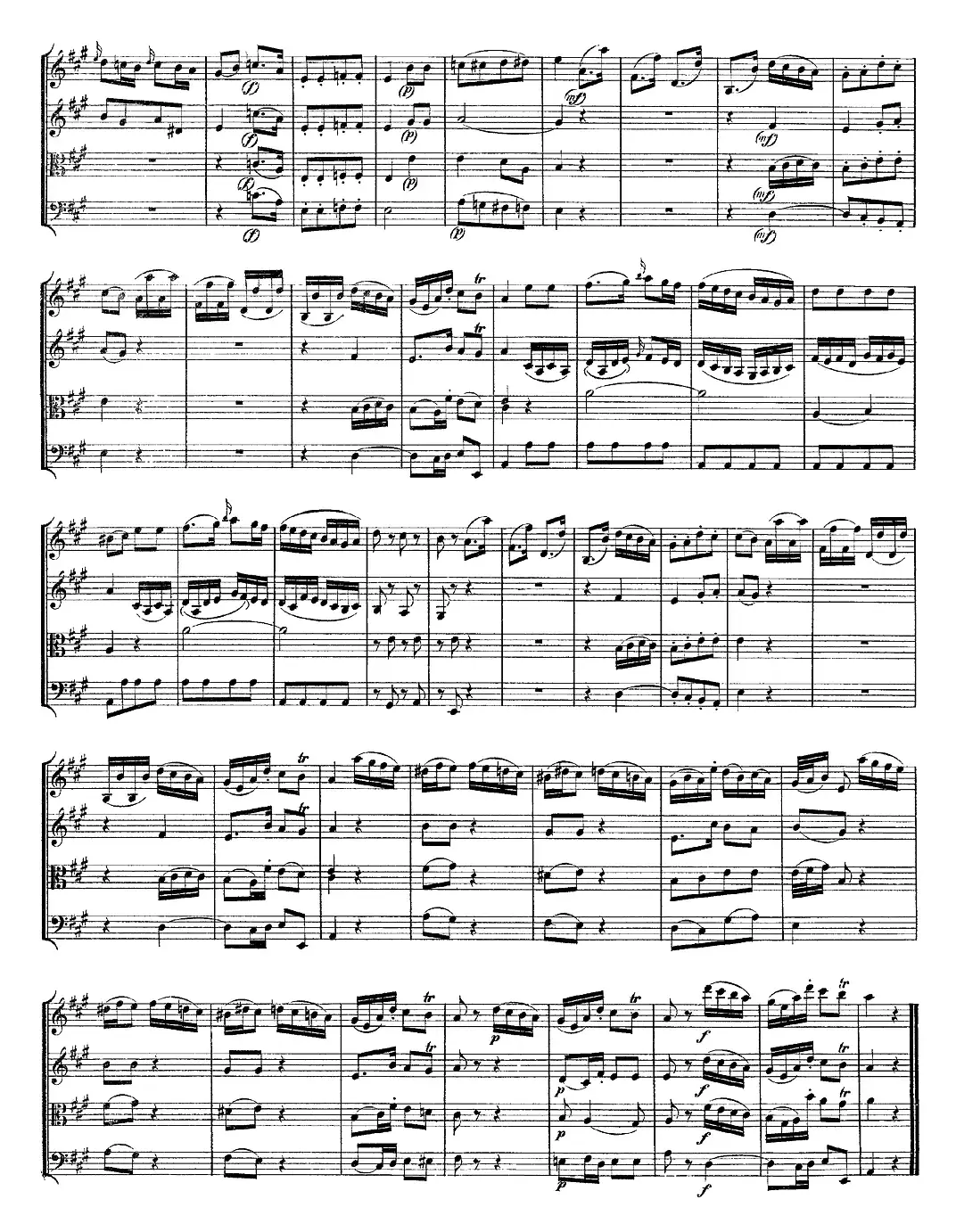 Mozart《Quartet No.9 in A Major,K.169》（总谱）