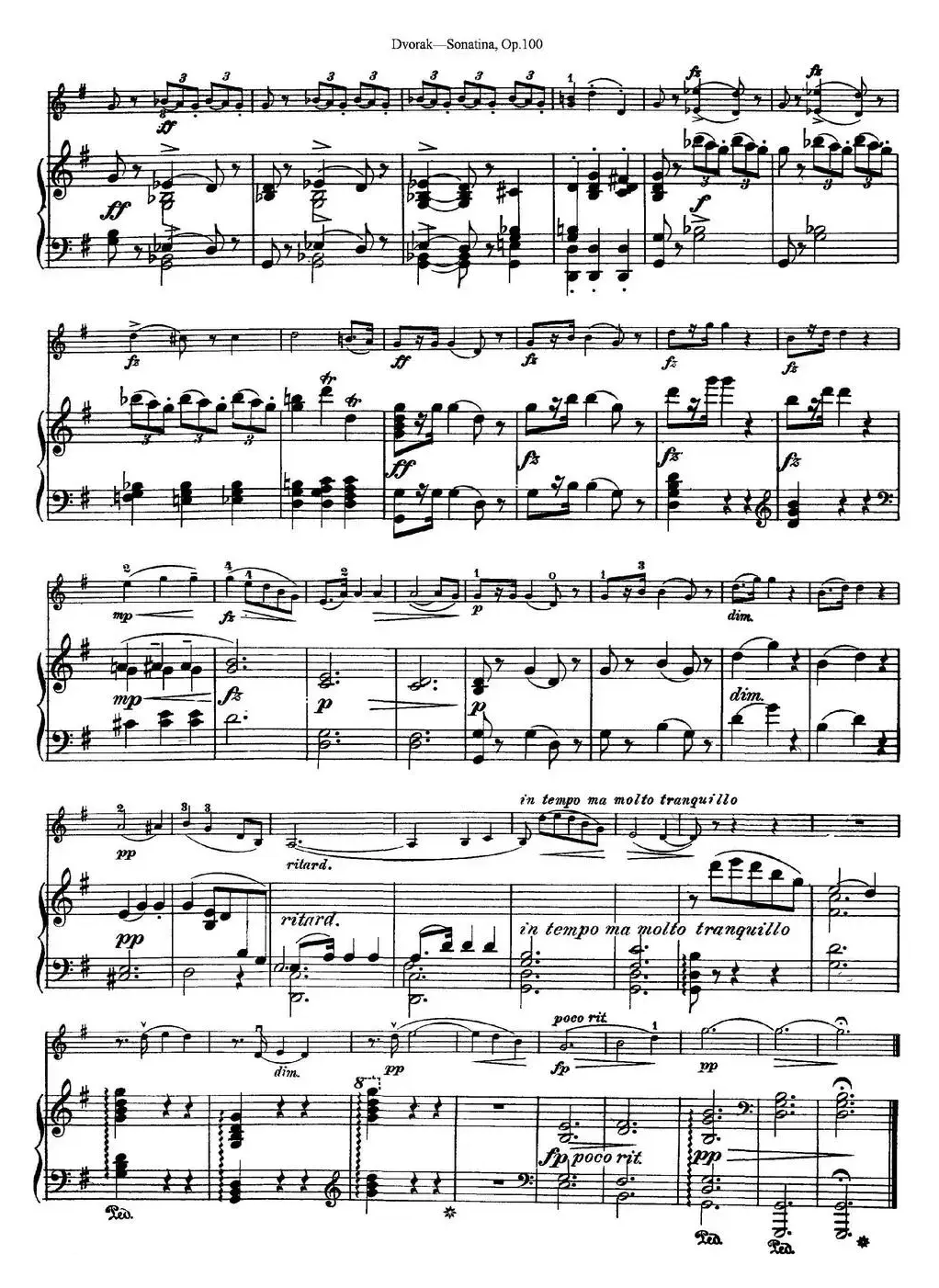 Violin Sonatina Op.100（小提琴+钢琴伴奏）