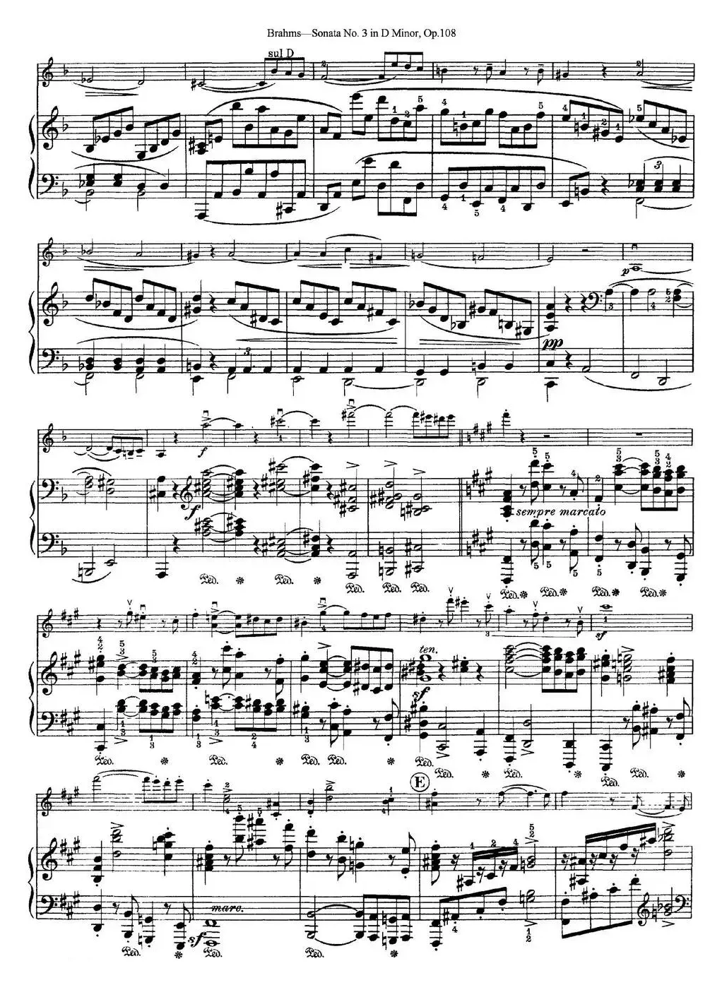 Violin Sonata No.3 in D Minor Op.108（小提琴+钢琴伴奏）