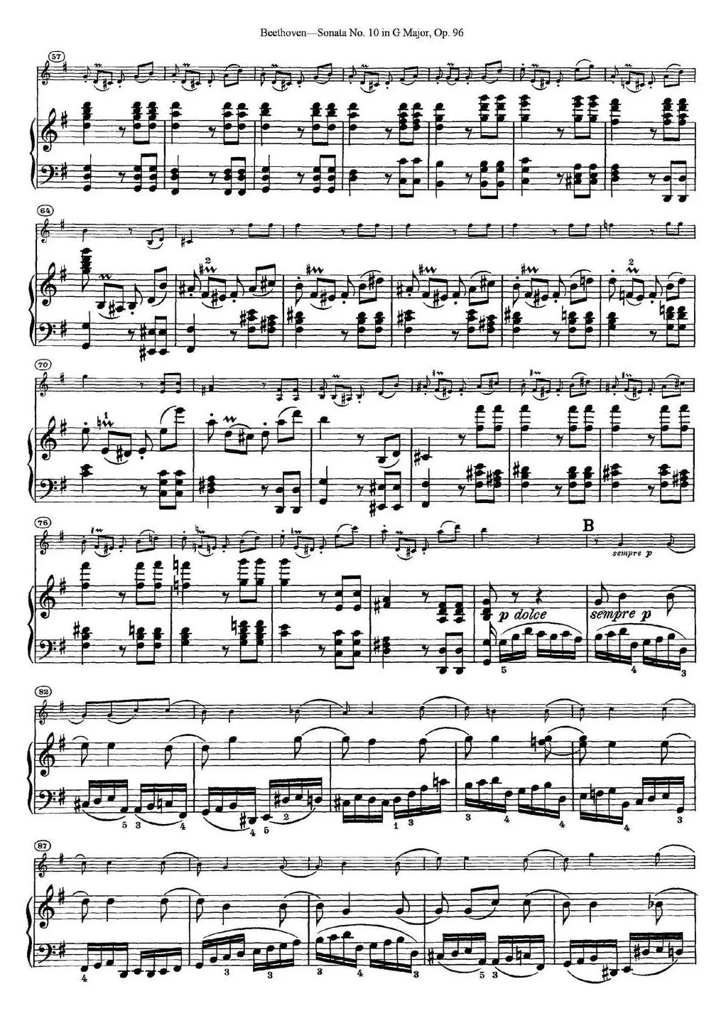 Violin Sonata No.10 in G Major Op.96（小提琴+钢琴伴奏）