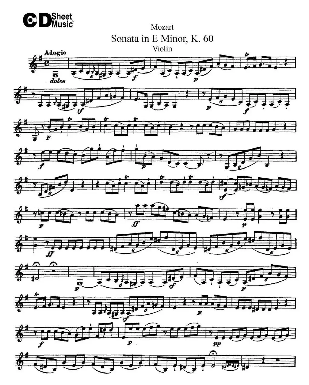 Violin Sonata in E Minor K.60