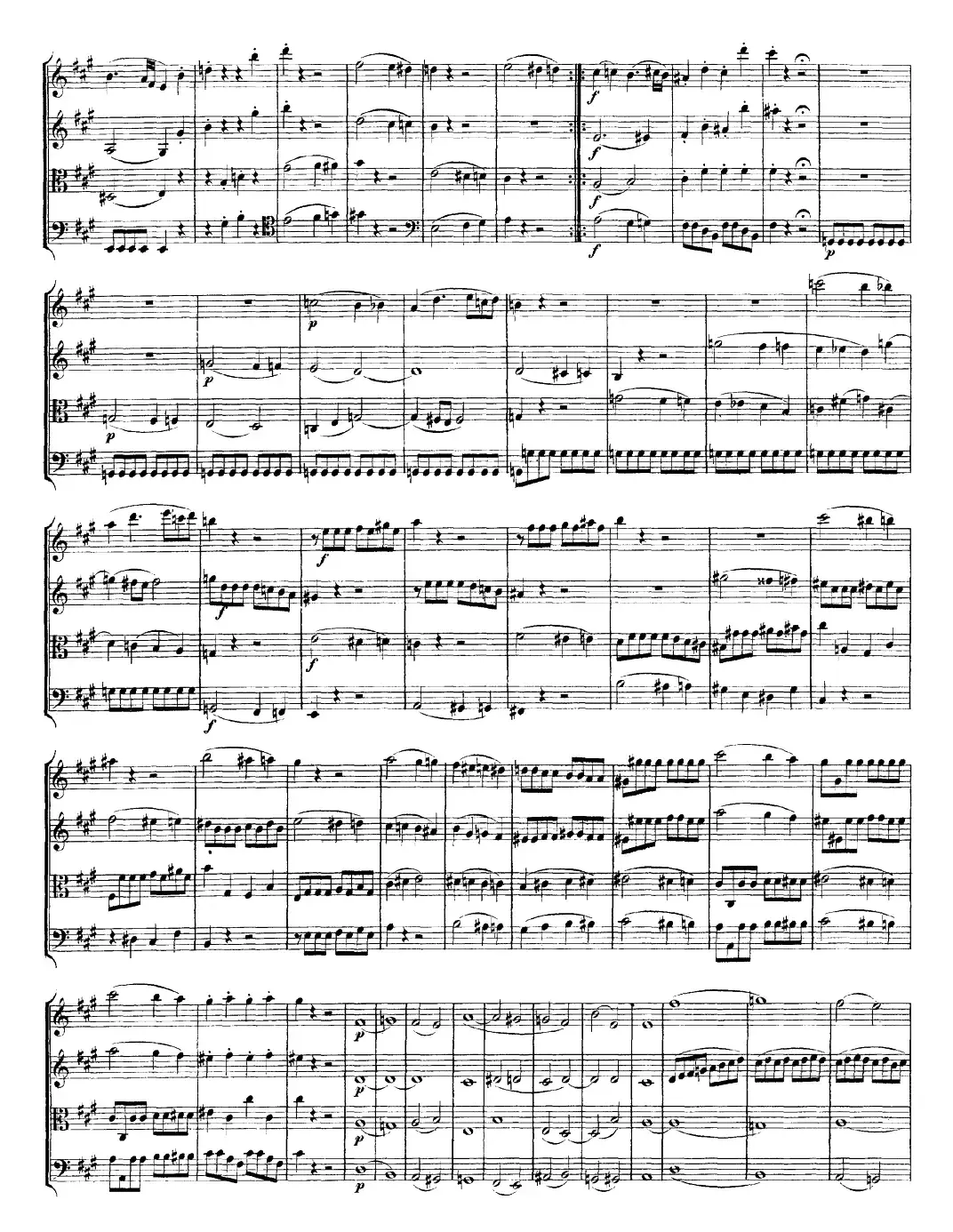 Mozart《Quartet No.18 in A Major,K.464》（总谱）