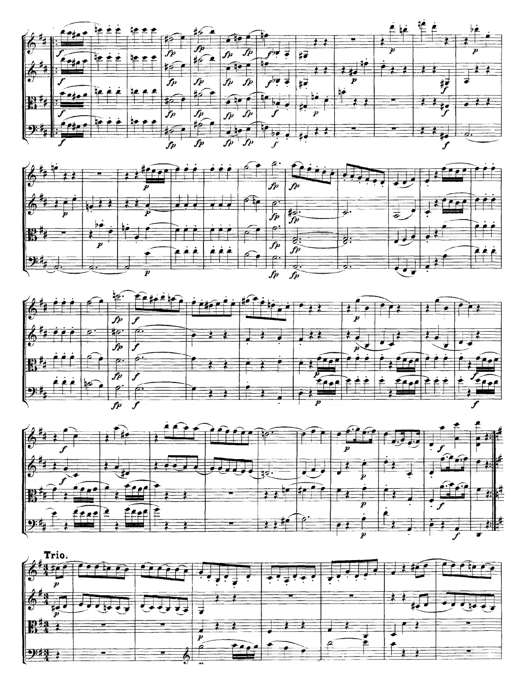 Mozart《Quartet No.21 in D Major,K.575》（总谱）