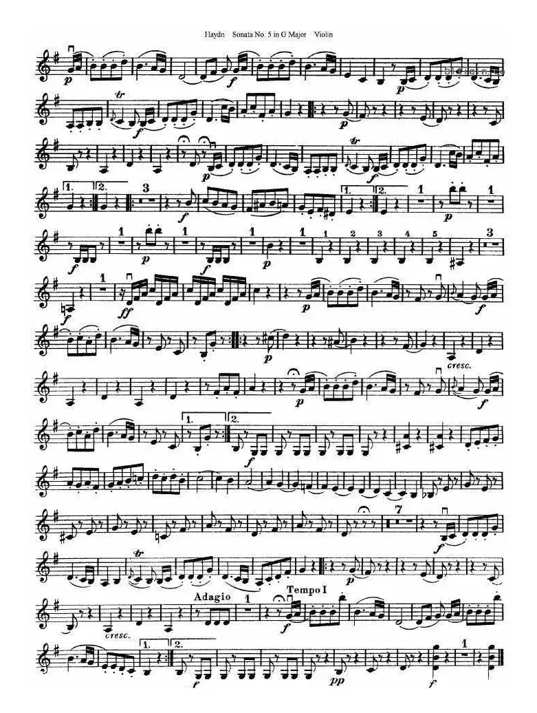 海顿G大调第五小提琴奏鸣曲
