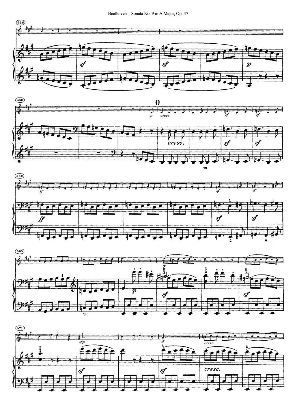 Violin Sonata No.9 in A Major Op.47（小提琴+钢琴伴奏）