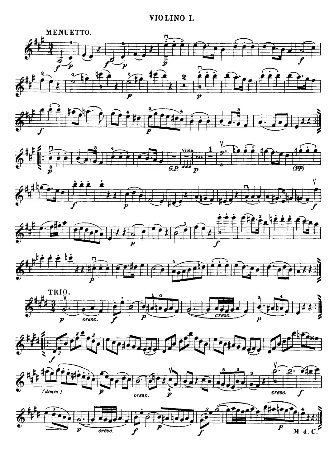 Mozart《Quartet No.18 in A Major,K.464》（Violin 1分谱）