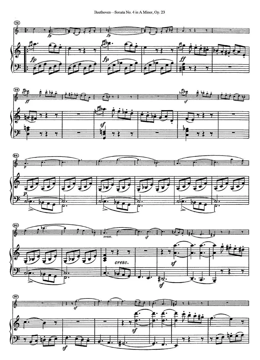 Violin Sonata No.4 in A Minor Op.23（小提琴+钢琴伴奏）