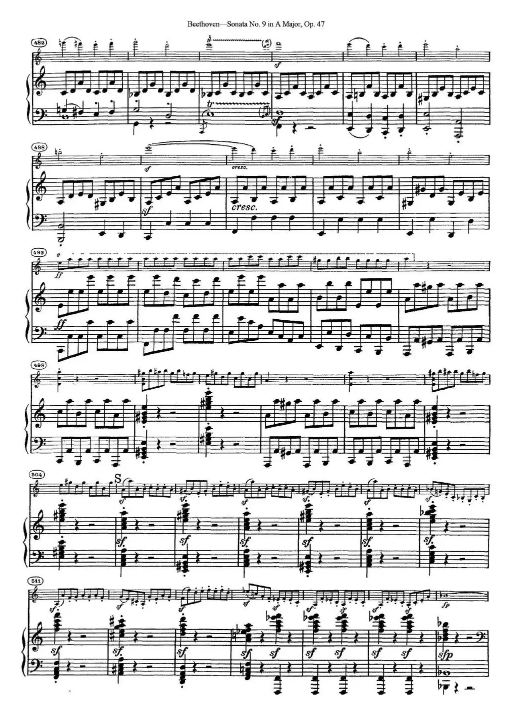 Violin Sonata No.9 in A Major Op.47（小提琴+钢琴伴奏）