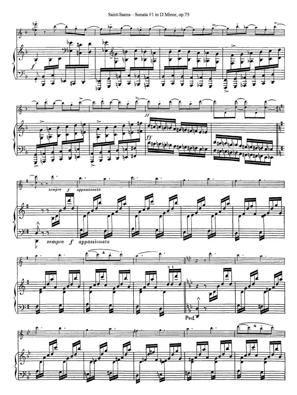 Violin Sonata No.1 in D Minor Op.75（小提琴+钢琴伴奏）