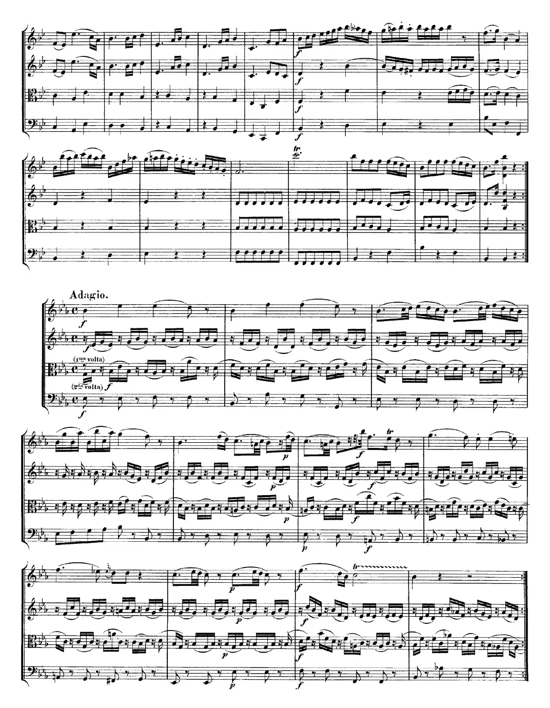 Mozart《Quartet No.12 in Bb Major,K.172》（总谱）