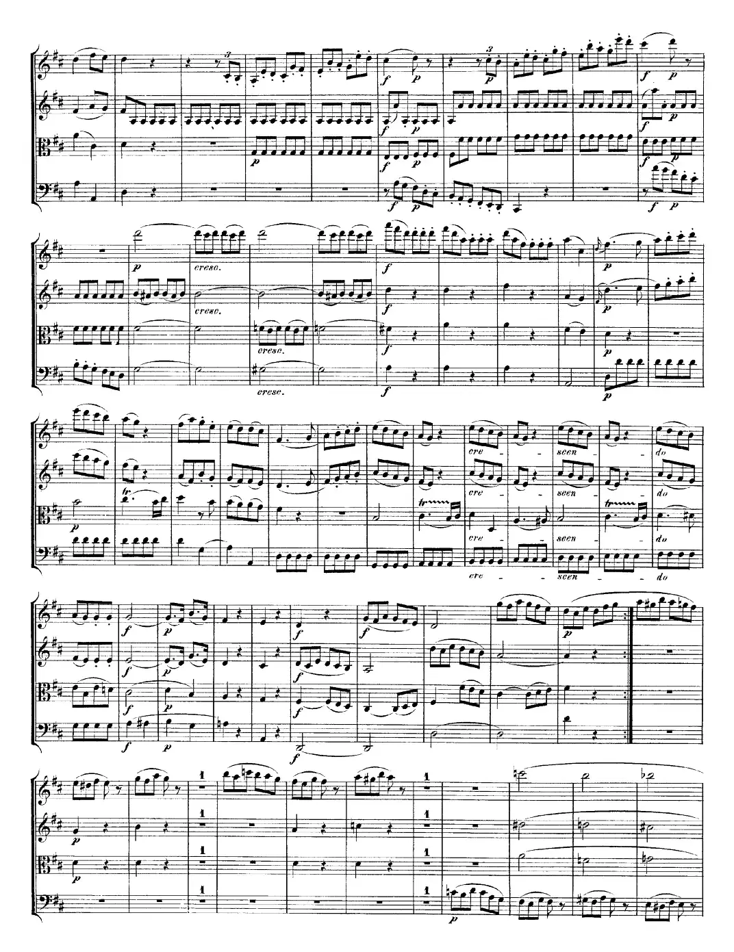 Mozart《Quartet No.20 in D Major,K.499》（总谱）