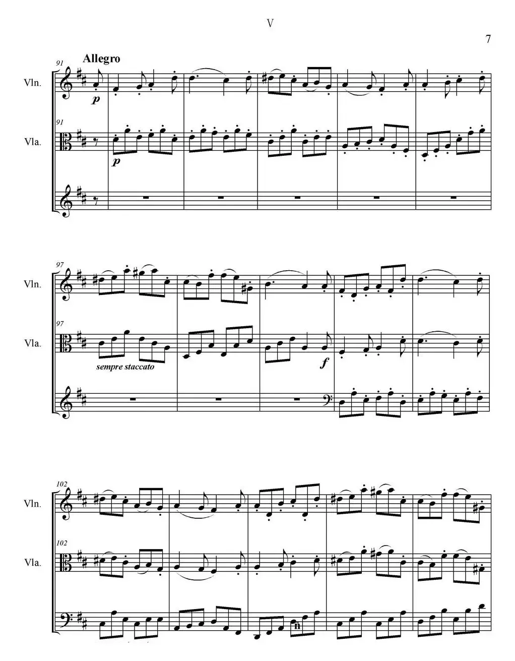 Serenate（String Trio）（D大调弦乐三重奏Op.8,V）