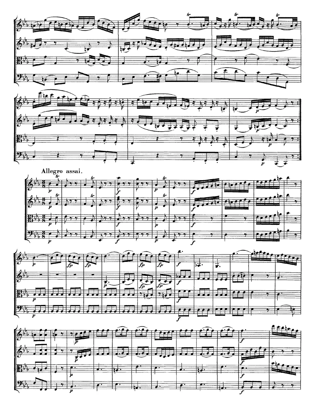 Mozart《Quartet No.11 in Eb Major,K.171》（总谱）