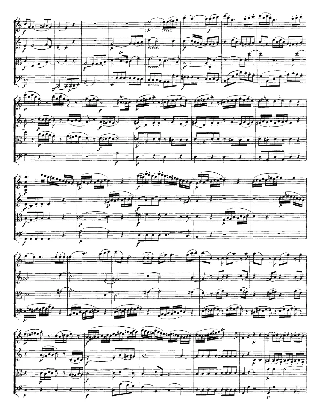 Mozart《Quartet No.19 in C Major,K.465》（总谱）