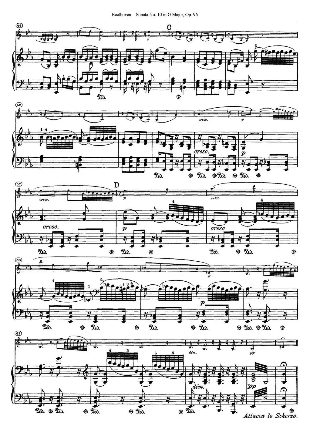 Violin Sonata No.10 in G Major Op.96（小提琴+钢琴伴奏）