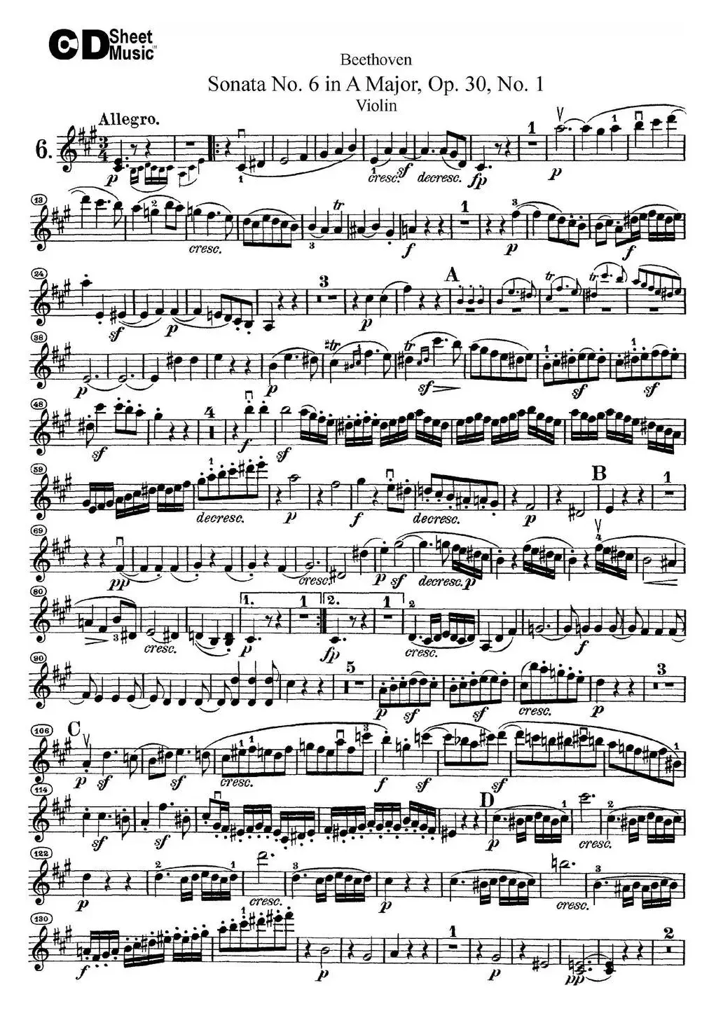 Violin Sonata No.6 in A Major Op.30 No.1