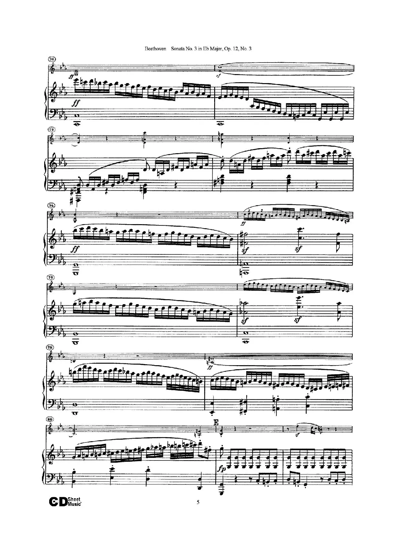 降E大调第三小提琴奏鸣曲（Sonata No.3 in Eb Major Op.12,No.3）（小提琴+钢琴伴奏）