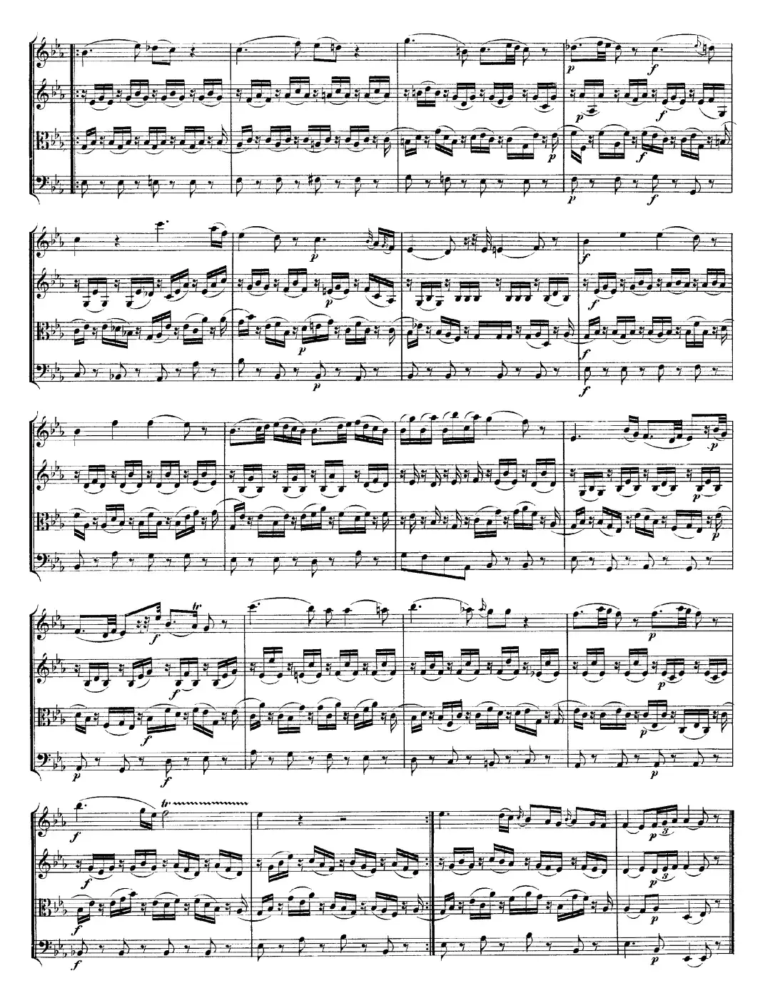 Mozart《Quartet No.12 in Bb Major,K.172》（总谱）