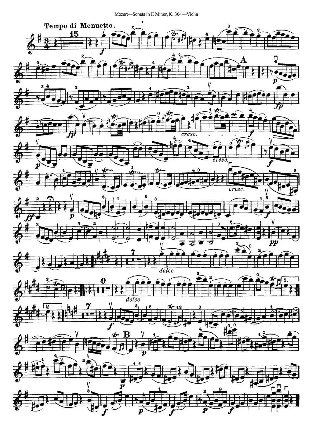 Violin Sonata in E Minor K.304