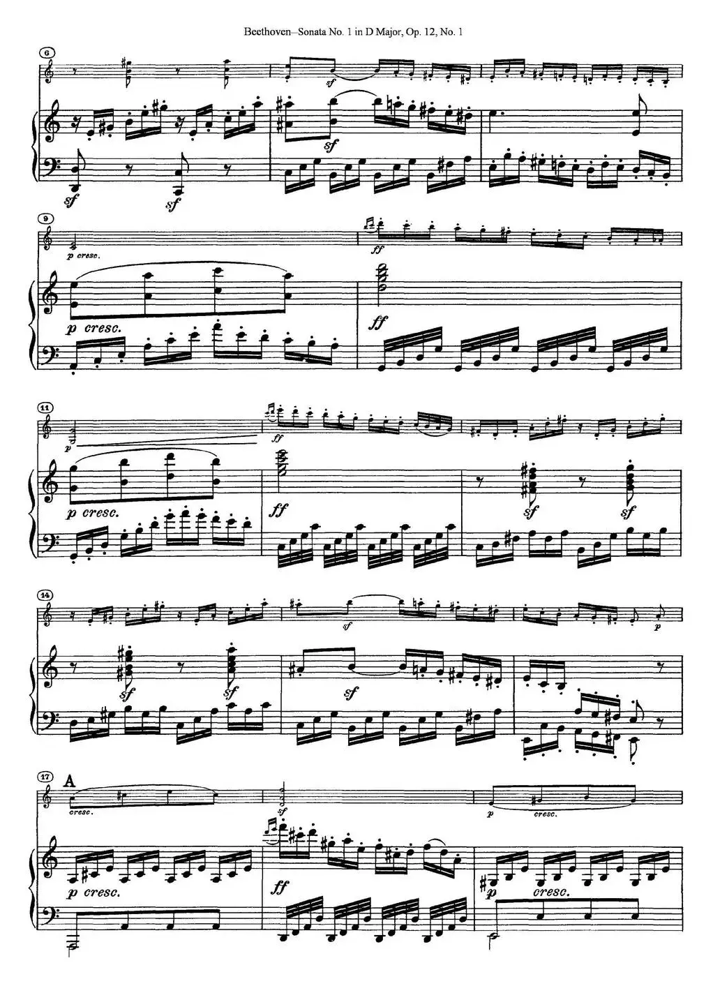 Violin Sonata No.1 in D Major Op.12 No.1（小提琴+钢琴伴奏）