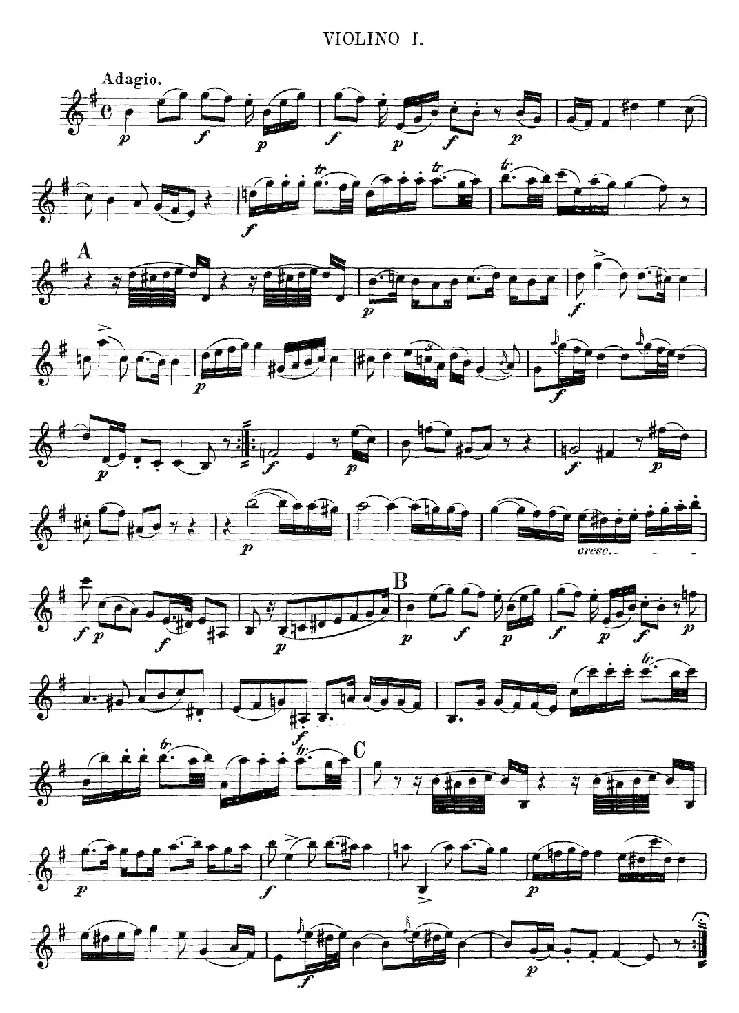 Mozart《Quartet No.3 in G Major,K.156》（Violin 1分谱）