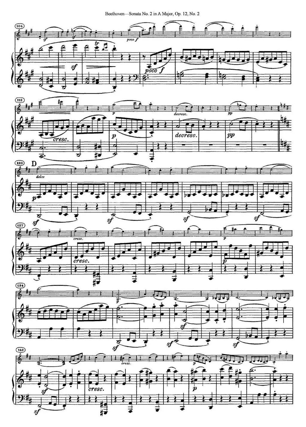 Violin Sonata No.2 in A Major Op.12 No.2（小提琴+钢琴伴奏）