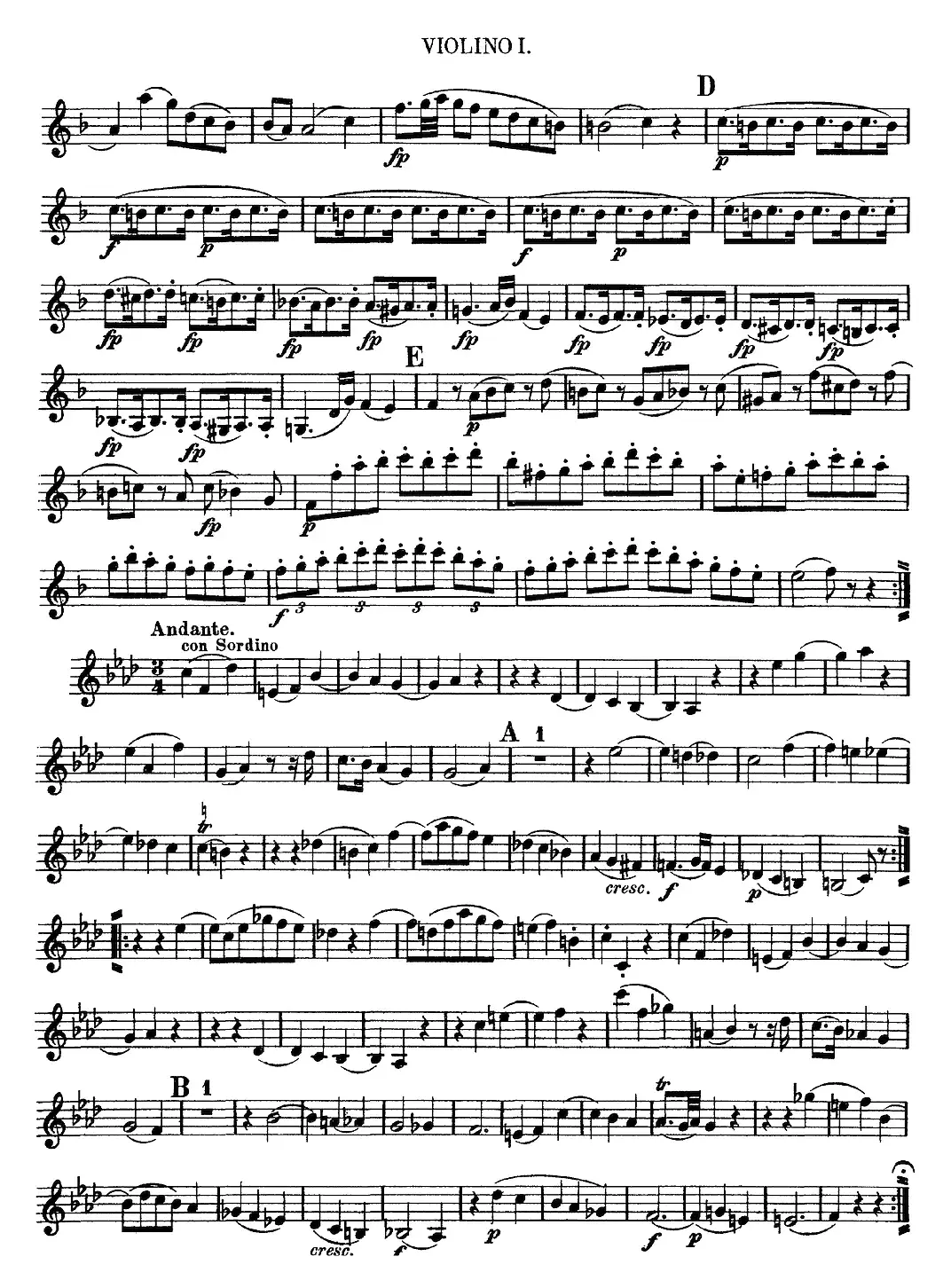 Mozart《Quartet No.8 in F Major,K.168》（Violin 1分谱）