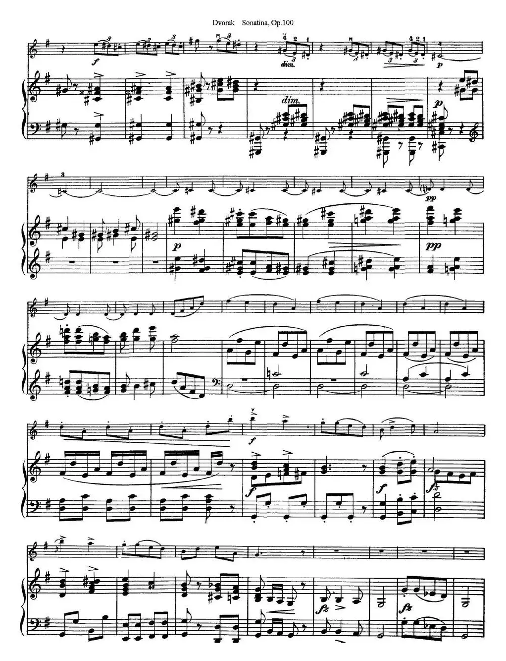 Violin Sonatina Op.100（小提琴+钢琴伴奏）