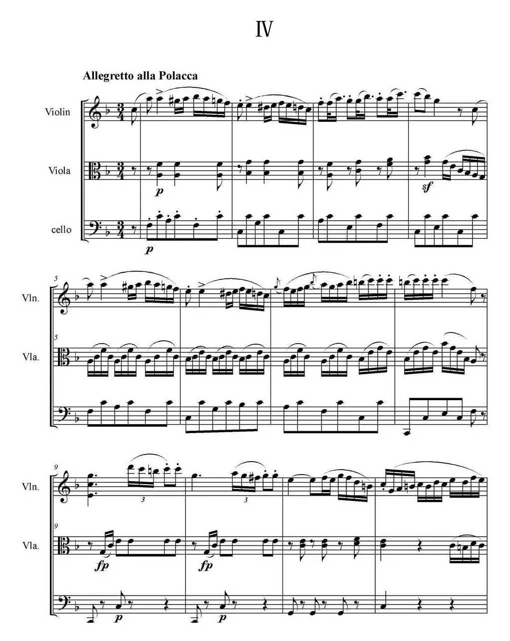 Serenate（String Trio）（D大调弦乐三重奏Op.8,IV）