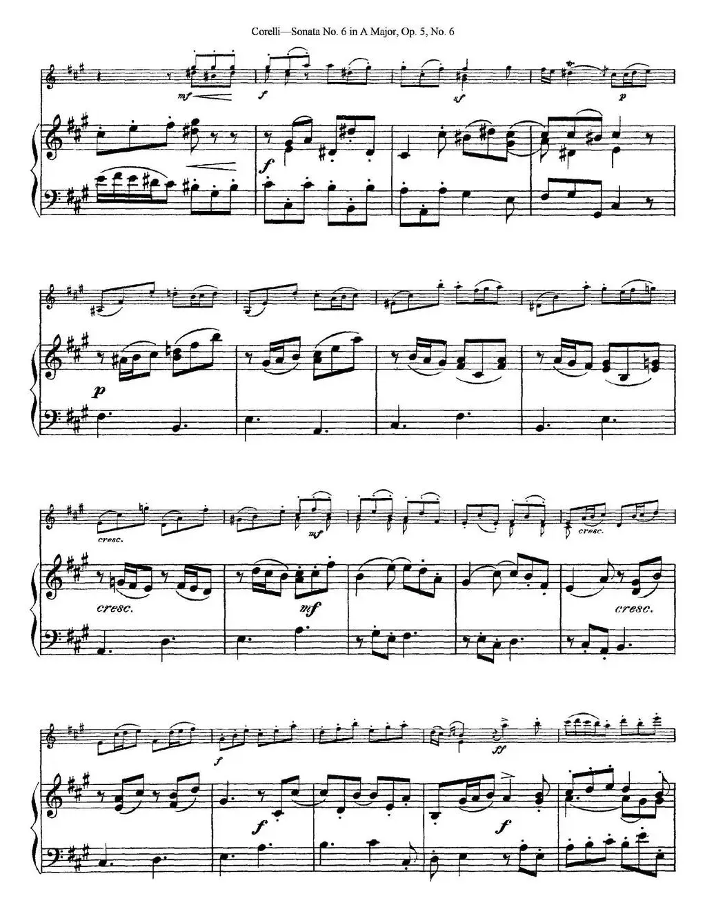 Sonata No.6 in A Major Op.5 No.6（小提琴+钢琴伴奏）