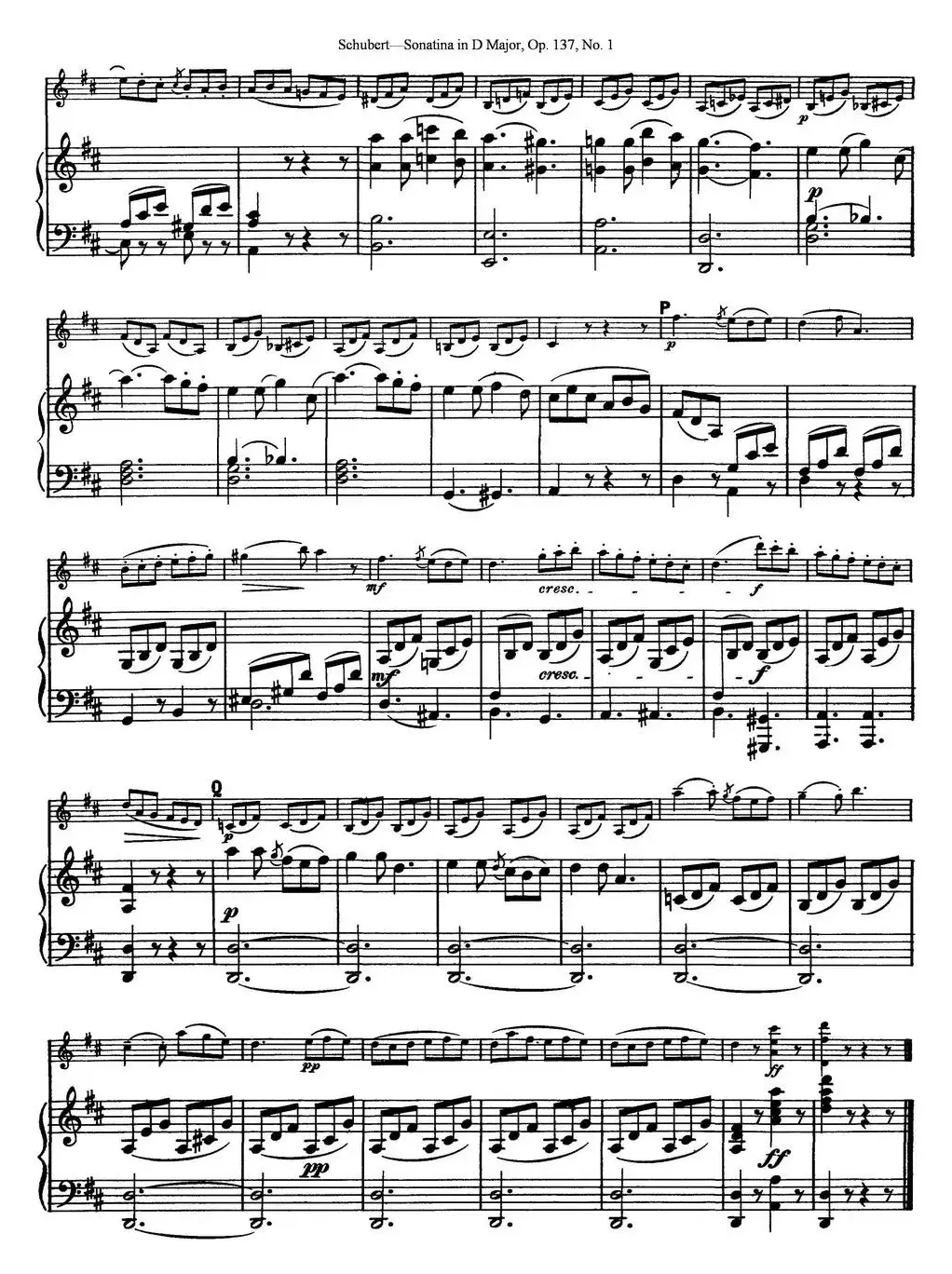 Violin Sonatina in D major Op.137 No.1（小提琴+钢琴伴奏）