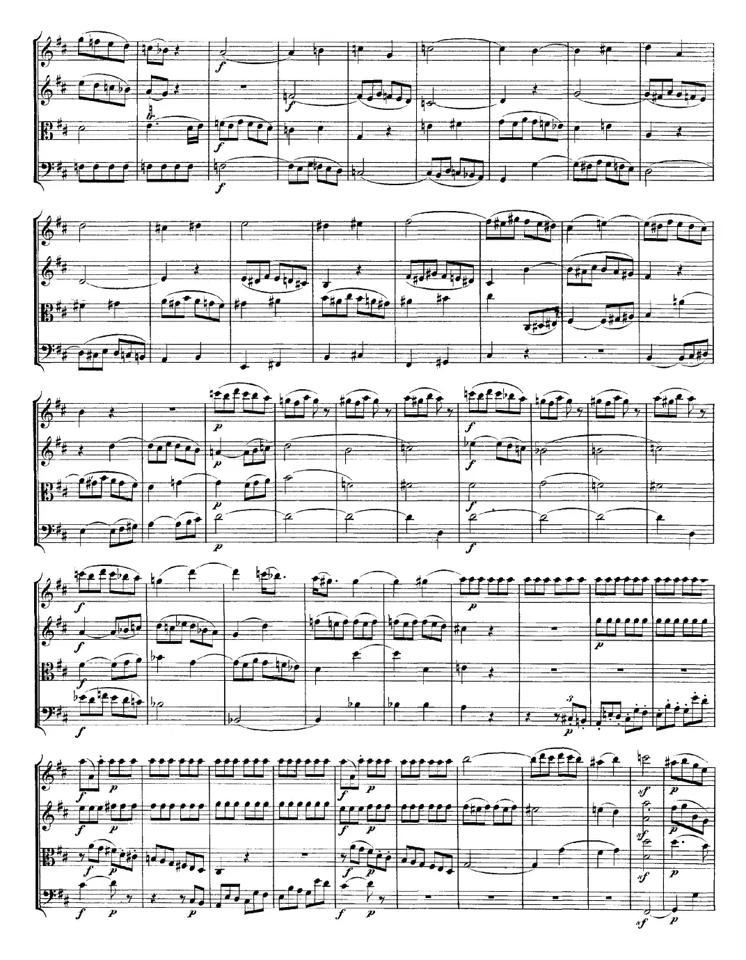 Mozart《Quartet No.20 in D Major,K.499》（总谱）