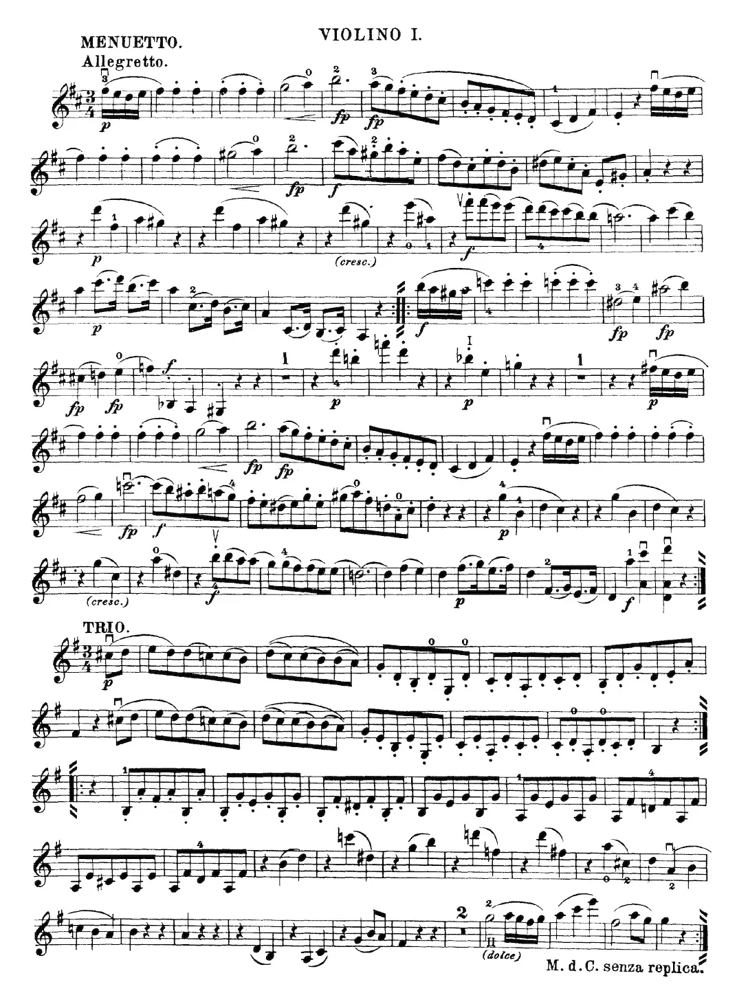 Mozart《Quartet No.21 in D Major,K.575》（Violin 1分谱）