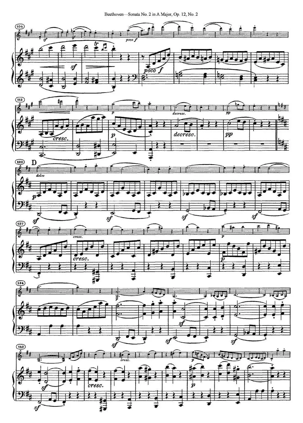 Violin Sonata No.2 in A Major Op.12 No.2（小提琴+钢琴伴奏）