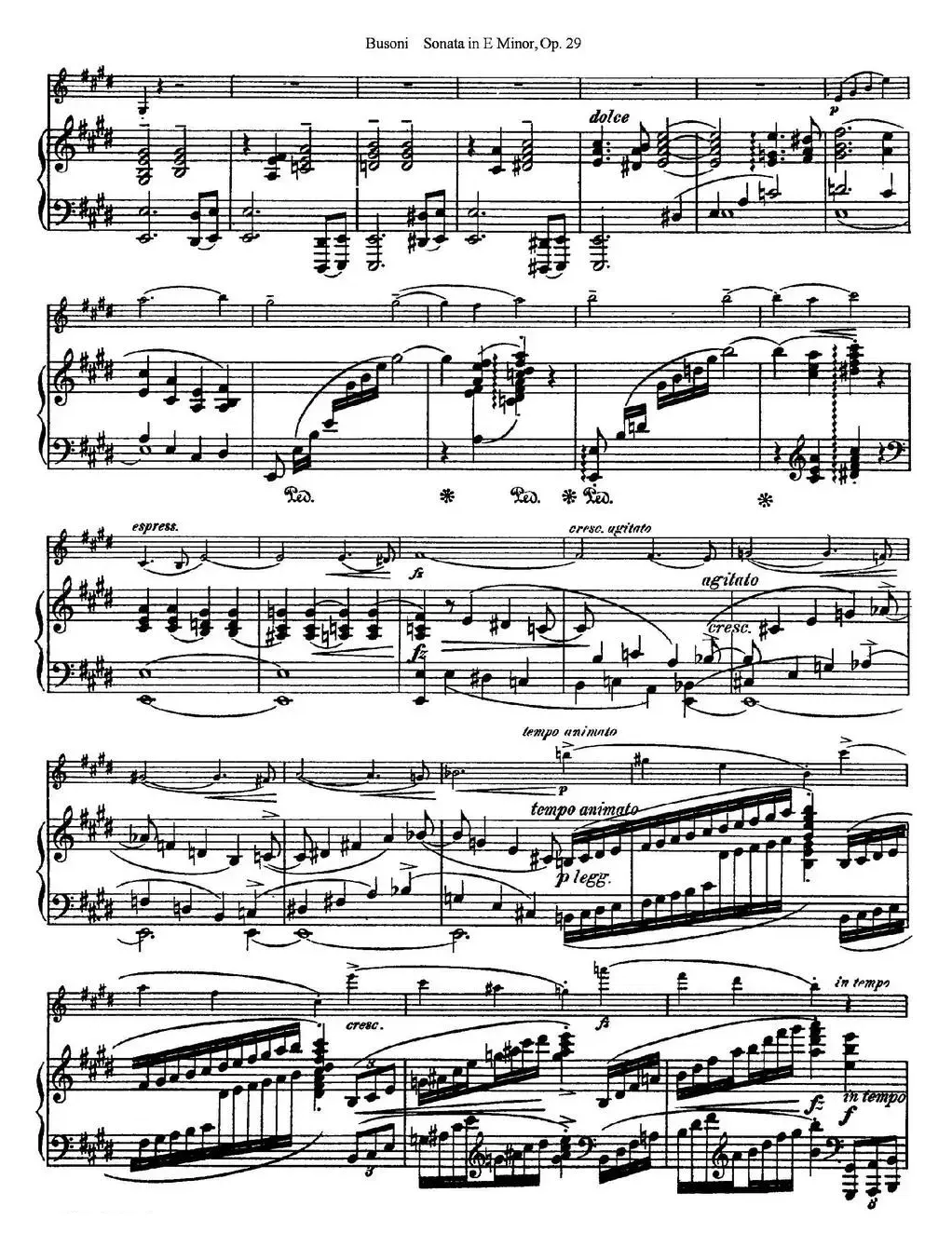 Violin Sonata No.1 in E Minor Op.29（小提琴+钢琴伴奏）