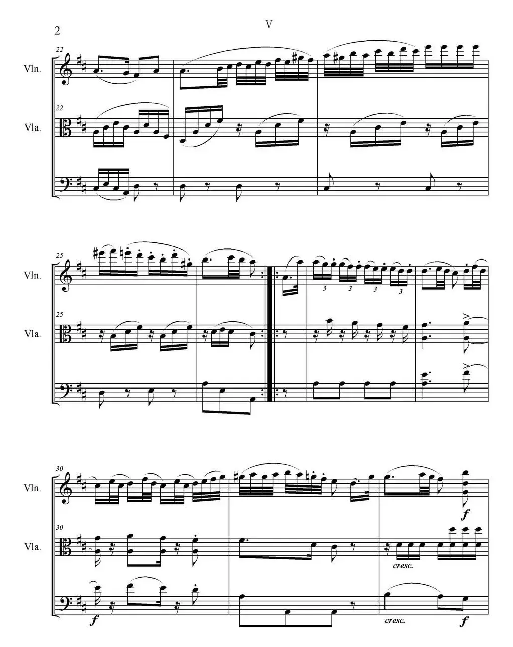 Serenate（String Trio）（D大调弦乐三重奏Op.8,V）